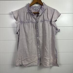 Rails Lavender Ruffle Sleeve Button-Front Top